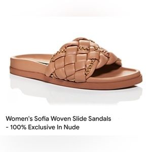 BLOOMINGDALE’S Aqua Women’s Sophia Woven Pink Blush Nude Gold Chain Slide Sandal